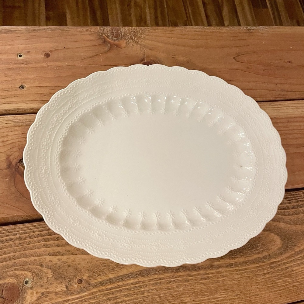 Vintage Spode Copeland Jewel White Oval Platter 13x 10" Porcelain England